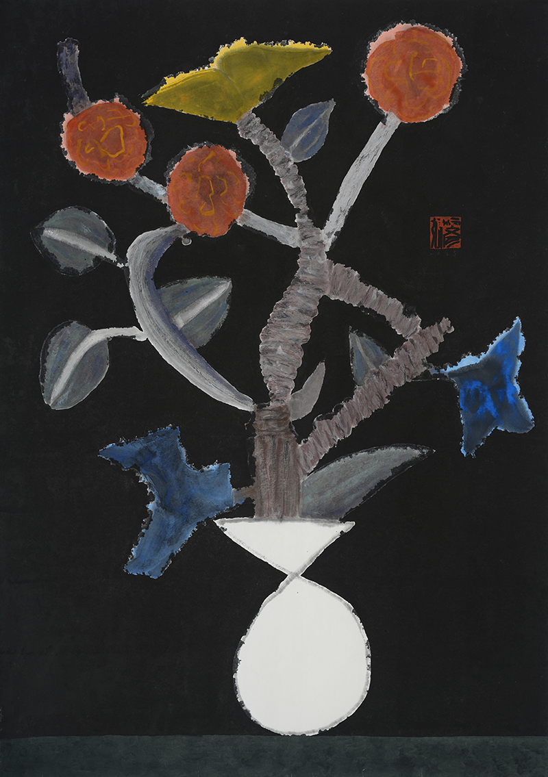 Jang Byeong Eun · Eastbrush · 张炳彥 · black_flower_057 · mixed_media_on_paper · 1189mm_x_841mm · 2025